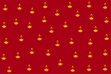 traditional shubh diwali diya pattern red background
