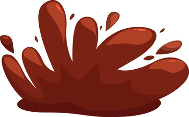 Cartoon illustration of chocolate splashing and creating a puddle