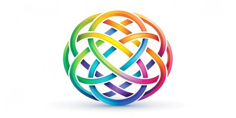 A modern, abstract circle logo design featuring interlocking lines, geometric shapes, and vibrant colors, symbolizing