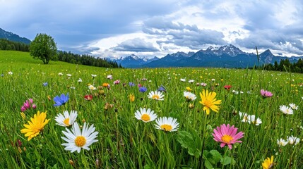 Obraz premium Alpine Meadow in Bloom