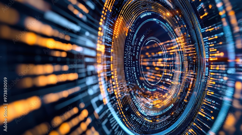 Poster abstract futuristic technology background with glowing circles and lines