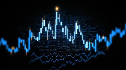 Stock Market Charts and Data Analysis with Candlestick Pattern and Line Graph
