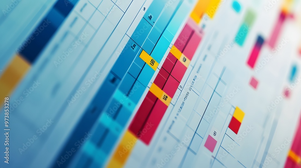 Poster colorful grid with numbers and lines