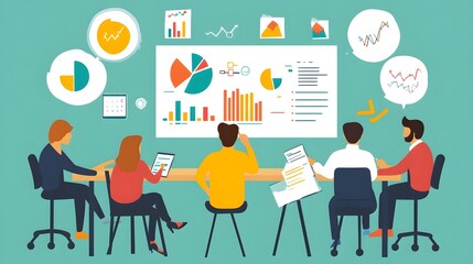 Business Team Analyzing Data and Charts During a Meeting