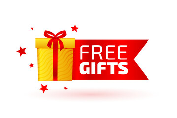 assured free gifts sale offer template with giftbox design
