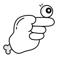 Creepy hand with an eyeball on it, doodle icon 

