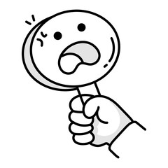 Doodle style icon of sandwich with cute smiley 

