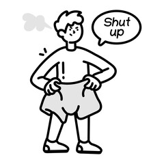 Doodle style icon showing an angry person saying shut up  