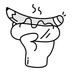 Doodle style icon of hot dog 


