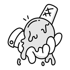 Hand drawn icon of dropped cone 

