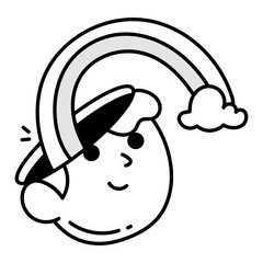 Doodle icon depicting a person with positive thinking  