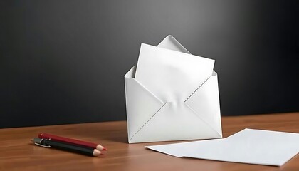 Creative Workspace with Envelope and Colored Pencils - Background Banner