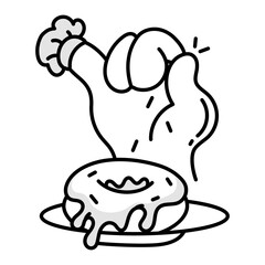 Hand drawn icon of donut baking 
