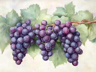 A string of purple grape illustrations on a white background
