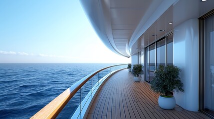 Fototapeta premium Luxurious Yacht Deck with Ocean View and Modern Design on a Sunny Day