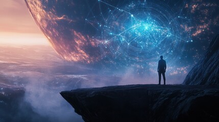 A Solitary Figure Gazing at the Cosmic Web