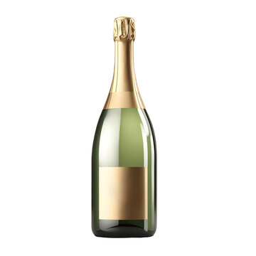 recommend clip art: isolated blank golden label green champagne bottle mockup png 3d render