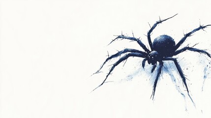 Abstract Blue Ink Spider Painting