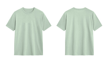 Blank mint green t shirt mockup, front and back view, ready for design or branding