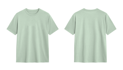 Blank mint green t shirt mockup, front and back view, ready for design or branding