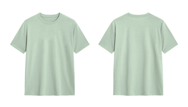 Blank mint green t shirt mockup, front and back view, ready for design or branding