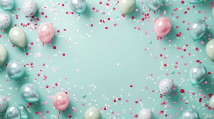 Elegant Boss Day Frame Border with Pastel Color Background and Festive Balloons and Confetti