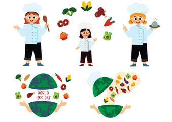set of illustration icons, vector world food day