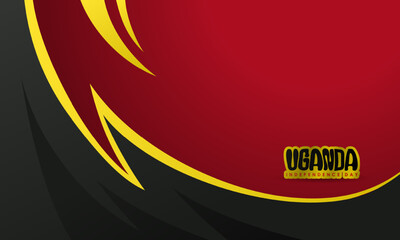 Obraz premium Uganda independence day template with wavy yellow and black on red background