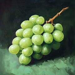 Green grapes watercolor illustration
