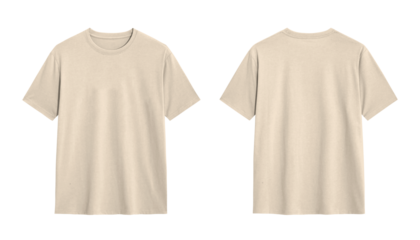 Beige t shirt mockup with a plain, white background for your design or logo