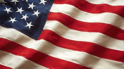 Fototapeta premium Closeup of Waving American Flag with Stars and Stripes