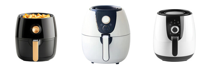 A set of Air Fryer Isolated in a Transparent Background