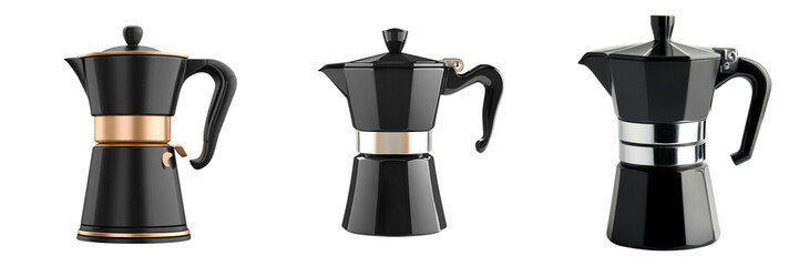 A set of Coffee Maker Isolated in a Transparent Background