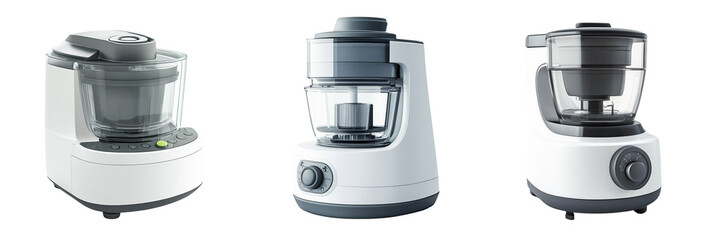 A set of Food Processor Isolated in a Transparent Background