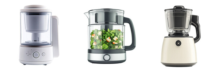 A set of Food Processor Isolated in a Transparent Background
