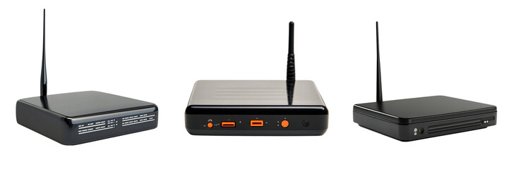 A set of Modem Isolated in a Transparent Background