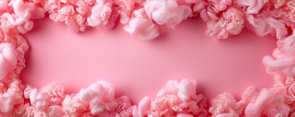 Sweetest Day Poster Frame Border with Pastel Pink Background and Fluffy Decorative Elements