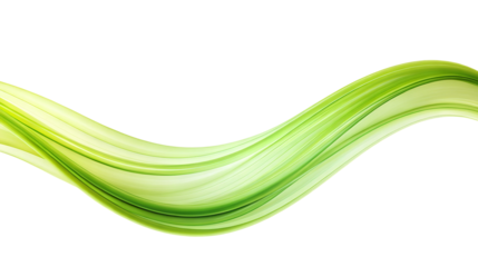 Abstract Green Wave Flowing on transparent White Background