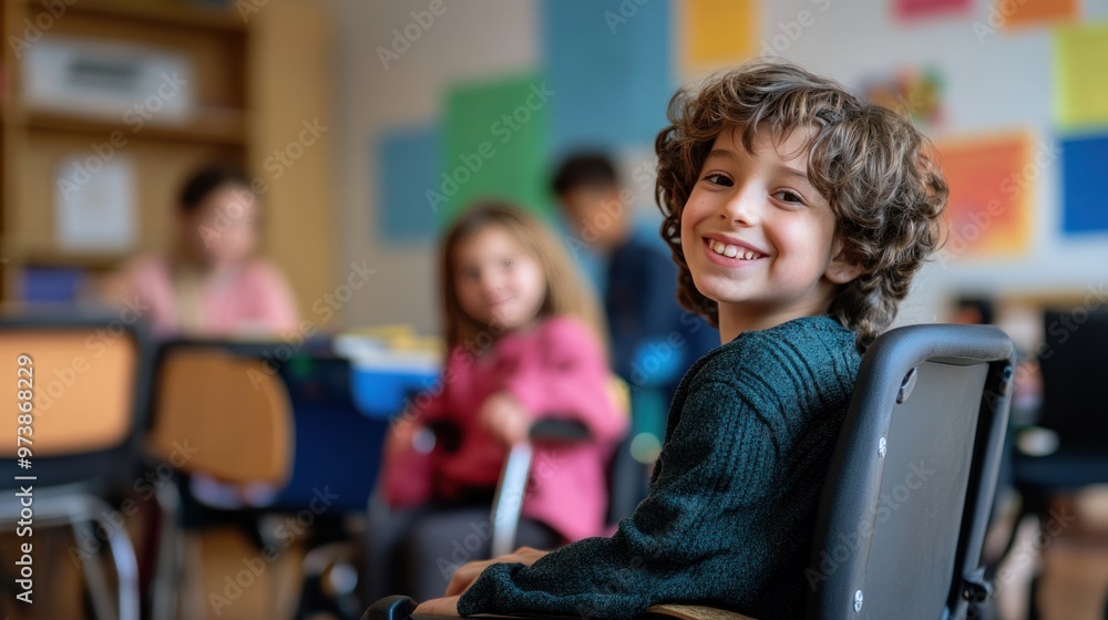Poster classroom learning experience with inclusive teaching methods for students with disabilities,
