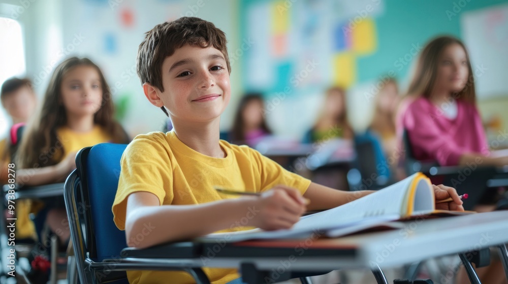 Poster classroom learning experience with inclusive teaching methods for students with disabilities,