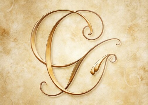 An elegant, ornate, cursive capital letter G, beautifully penned in bold, expressive strokes, showcasing classic