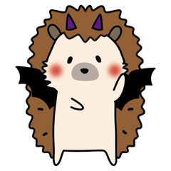 ハロウィンでコウモリの仮装をするハリネズミ