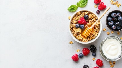 Granola with Berries  Honey  and Yogurt