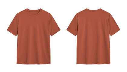 Front and back view of plain rust orange t shirt mockup. Ready to showcase your graphic designs.