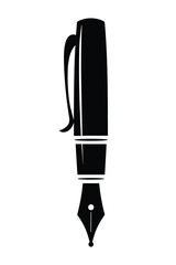 A simple black and white illustration of a fountain pen.
