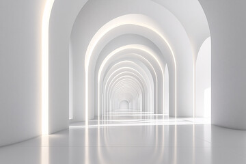 Fototapeta premium Futuristic minimalist abstract geometric modern architecture space advertising background