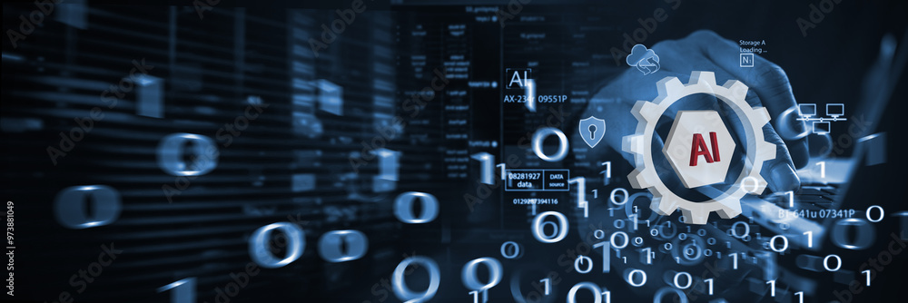 Fototapete ai technology, machine learning, data engineering, digital technology concept. software engineer usi