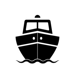 艇首から見た小型ボートのアイコン、透明背景