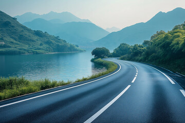 Obraz premium Coastal road and blue sky