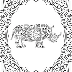 Funny rhinoceros coloring page. rhinoceros cartoon characters. For kids coloring book..eps